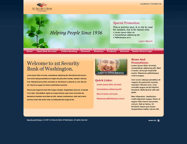1st Security Bank unused alternative web design