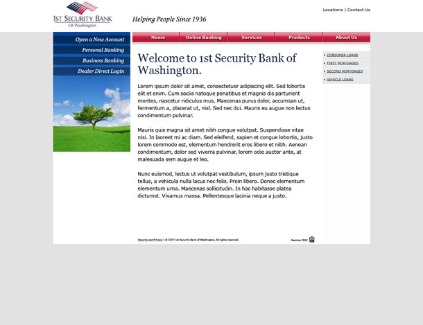 1st Security Bank early web design