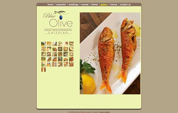 Web design of Blue Olive Catering Gallery page