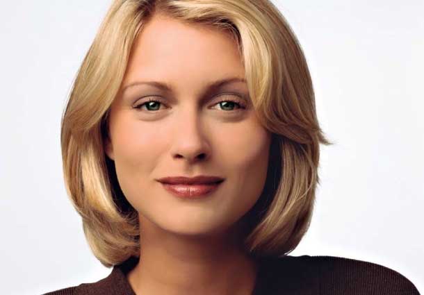 Retouched image of blond woman for WaMu collateral