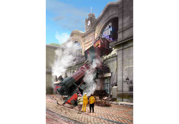 Photo-montage of Hogswart train