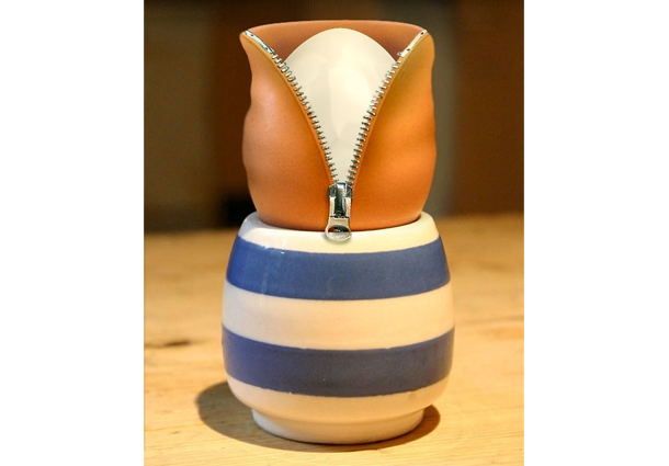 Unzipped the egg shell.